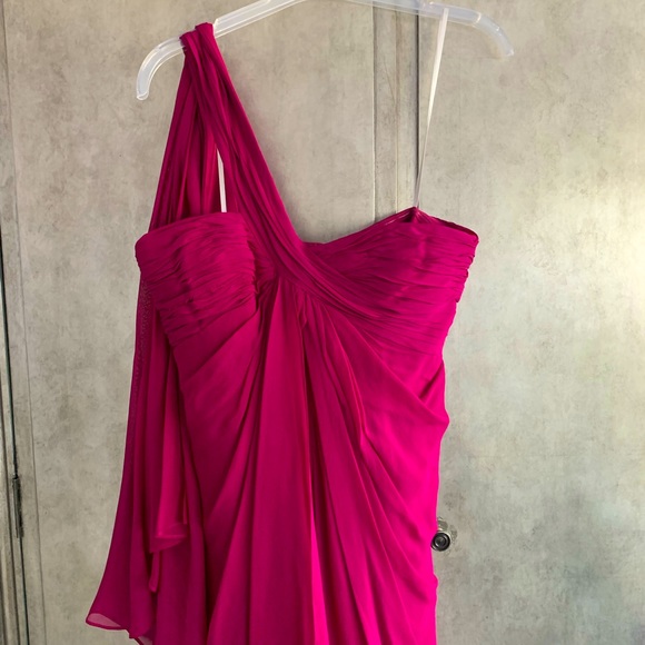 Marchesa Notte Silk One-Shoulder Grecian Gown - Picture 5 of 14